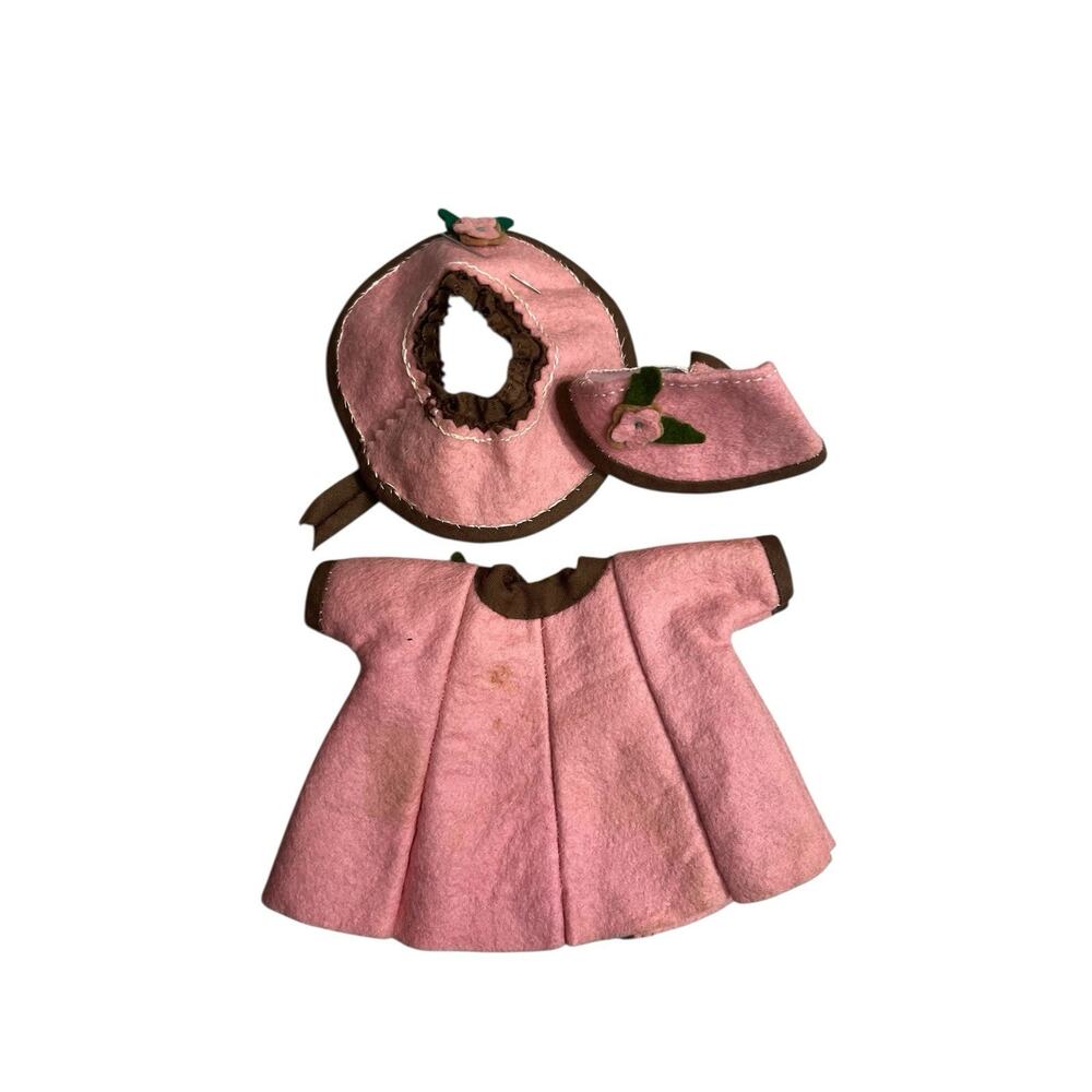 Vintage Vogue Ginny Doll Outfit Clothing Pink Flower Felt Hat - Picture 2 of 4